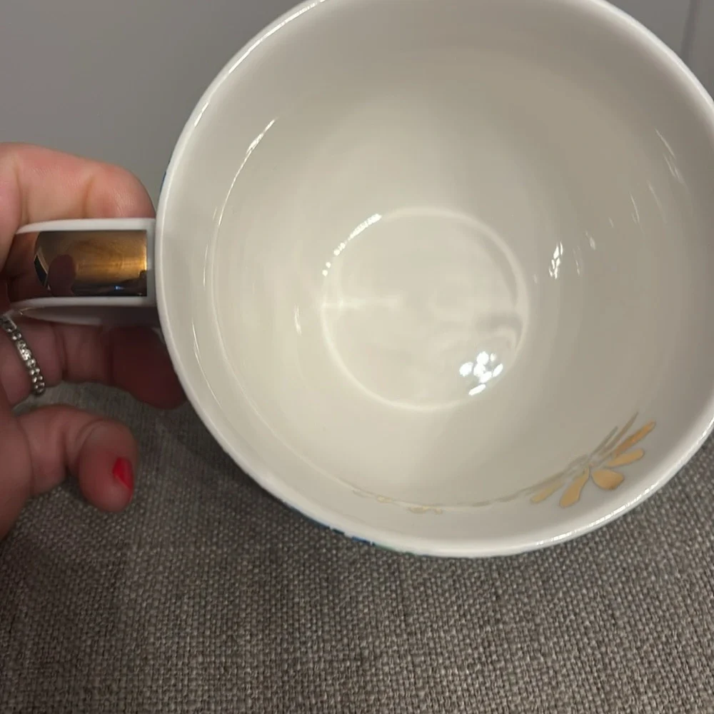 Lilly Pulitzer Coffee Mug Blue Floral High Maintenance Gold Ceramic 12 oz - Picture 6 of 6
